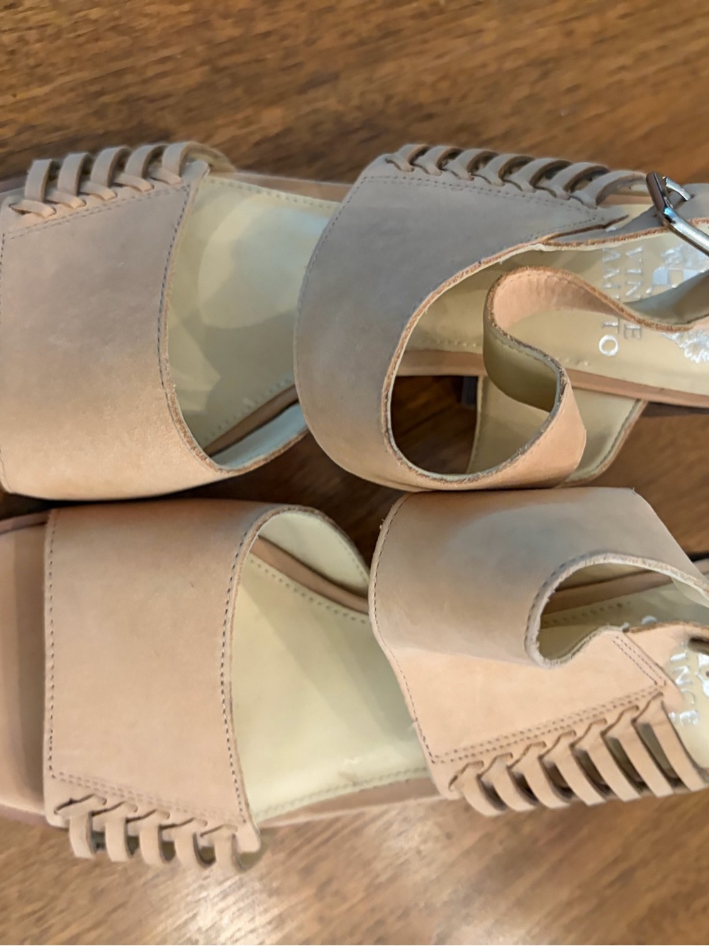 Vince Camuto Nude Blush Suede Woven Strap Sandals